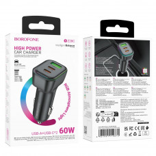 Автомобільний Зарядний Пристрій Borofone BZ28C 1USB/2USB-C QC/PD 60W