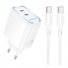 Мережевий Зарядний Пристрій Borofone BA90A 2USB-C PD/QC45W+Type-C to Type-C