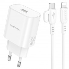 Сетевое Зарядное Устройство Borofone BA82A 1USB-C PD/QC 25W+Type-C to Lightning