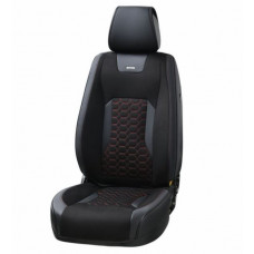 Чохли - Накидки сидіння Алькантара + Шкір. зам 3D "MONTANA" Чорно-червоні Beltex - BX87110