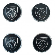 Наклейка на ковпаки PEUGEOT (60мм) чорна NEW LOGO (4 шт)
