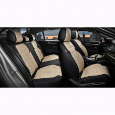 Чохли - Накидки сидіння Алькантара + Шкір.зам5D "VERONA"(закр-а спинка+кишеня)Бежові Elegant-700 144