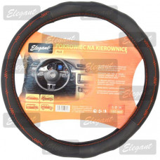 Чохол на кермо "M" (37-38см) чорний/червона нитка Elegant 105465 масаж.