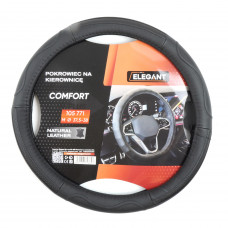 Чохол на кермо шкіра "М" (37-38см) чорний Elegant 105771 вставка з перфораціі