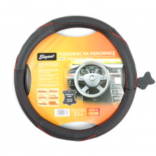 Чохол на кермо шкіра "М" (37-38см) чорний Elegant 105776 перф, прошит крас.ниткою