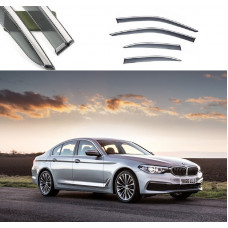 Дефлектори вікон BMW s5 G30 Short Wheel 2017-2021 П/К "FLY""Нерж.сталь 3D"BBMW5S1723-W/S81