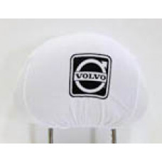 Чохол підголівників VOLVO білий-чорний логотип