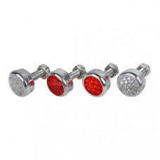 Болти номера з Cвітловідбивачем (2червоних.+2білих) Метал-Хром"ELEGANT" 100 565 (4шт/уп.)