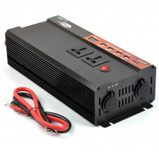 Перетворювач 12V -220V/2000W/Модиф.синус4USB+2 Розет220V+2 Розет12V+Провід підк "Elegant"101 402