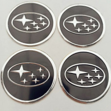Наклейка на ковпаки Subaru (60мм) чорна (4шт)