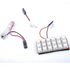 Світлодіод-плата + перехідники 12V від 28-41мм 18-LED 50x25мм (салон)