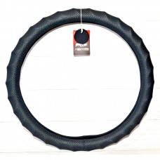 Чохол на кермо шкіра "М" (37-38см) чорний Autogen CK 112BK перфорація/масаж/1шов біла основа