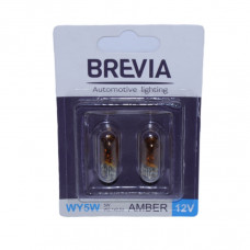 Лампа 12V (бесцок.) WY5W "Brevia" (12309В2) Amber W2.1 x9.5d блістер (2шт/уп.)