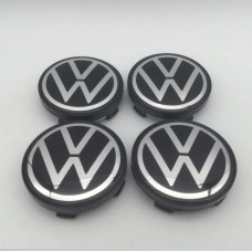 Ковпачки на титани "VW" (56/52мм) чорний Нового зразка (6CD601171)