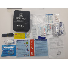 Аптечка АМА-1 (до 9 осіб) Сумка Чорна " First aid Kit" 24ед (новокаїн 0,5%,вугілля,джгут,охл)