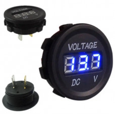 Вольтметр врізний круглий 12-24V синій дисплей, 28*22*мм A27B