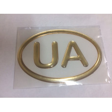 Наліпка силіконова "UA" контур в овалі золота (8х12)