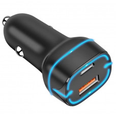 АЗП 12/24V 1USB-1Type-C YY-C14 PD 20W+QC3.0 38W (mini.Led світло) Чорна