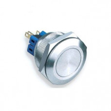 Вимикач антивандальний метал. кругла D=19мм IP67; 2A плоска, без підсвічування