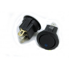 Клавіша №101Е-8С/D синє вічко кругла On Off 12V 3 конт 2 поклад