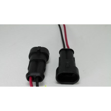 Роз'єм з проводом 2 контакти "євро" мама пластмас. пиловологозахищений (926)