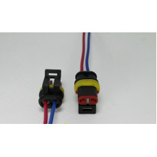 Роз'єм з проводом 2 контакти "євро" тато пластмас. пиловологозахищений (92578)