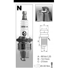Свічки - "Brisk" - N19.4B Classic Зазор-0.7мм, ключ-21 (УАЗ) M 14x1,25 (1324)