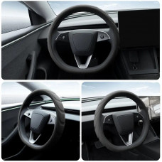 Чохол на кермо універсальний Ø 37-42 см №1909 (ЦИКЛОН) силіконовий/чорний/ширина 85мм