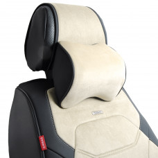 Подушка на підголівник з ефектом Пам'яті Алькантара+еко-шкіра Бежева (2шт/к-кт) "Elegant"- 700 504