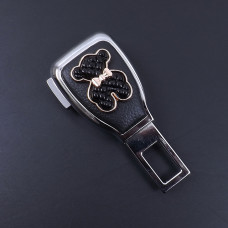 Заглушка ременя безпеки метал "Мішка Тедді Чорний" (1шт) цинк.сплав + шкіра (тип №5)