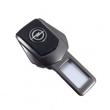 Заглушка ременя безпеки метал "Opel" (1шт) цинк.сплав + шкіра (тип №2) ГРАФІТ