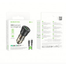 АЗП BOROFONE BZ25 (PD20W+QC3.0/1Type-C/1USB/3A/38W) + Type-C-Type-C (Чорний)