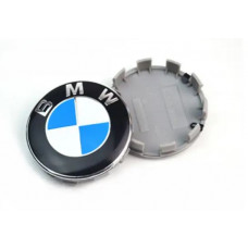 Ковпачки на титани "BMW" (68/65мм) чорний ( С112) синій/білий