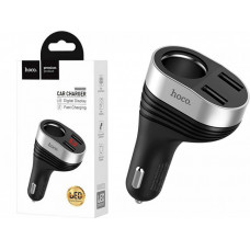 Прикурювач одинарний Hoco Z29 3.1A/2 USB + Цифровий дисплей 2хUSB Чорна