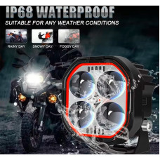 Фара-LED Прямокутник 40W 56*56*36mm 12- 24V ВВ1893 W/Y/R 4LED flash режим страбоскопа