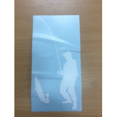 Наліпка плотерна Рибак із щукою 15см Біла