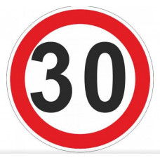 Наліпка Попереджувальна "30" (Д-14см) Обмеження швидкості ч/б (уп.10шт)