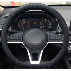 Чохол на кермо універсальний Ø 34-40 см №968-S (текстура ШКІРА) силіконовий/чорний/ширина 80мм