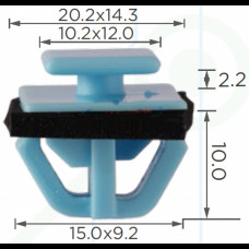 Кліпси C1698 молдингу Hyundai Santa Fe/KIA (уп. 100шт.) блакитні/чорні ( уп. 100 шт.)