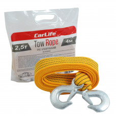 Трос буксирувальний 2.5т 4,0м 44мм/гаки/помаранч./Пакет-РЕ "Carlife" TR-703P