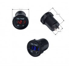 Вольтметр врізний круглий 12-24V помаранчевий дисплей, 28*37*мм A27-1 Amber