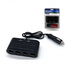 Автомобільний розгалужувач Olesson 1654, з подовжувачем,2USB/1Type-C Чорний 12/24V