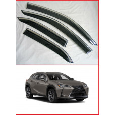 Дефлектори вікон Lexus UX 200 2019- П/К скотч "FLY" (нерж. сталь 3D) BLXUX1923-W/S (161)