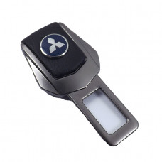 Заглушка ременя безпеки метал "Mitsubishi" (1шт) цинк.сплав + шкіра (тип №2) ГРАФІТ