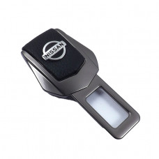 Заглушка ременя безпеки метал "Nissan" (1шт) цинк.сплав + шкіра (тип №2) ГРАФІТ