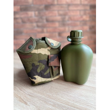 Фляга армійська в чохлі пластикова 1 Л (Камуфляж зелений №3)