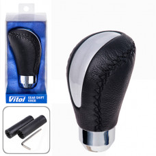 Ручка куліси сіро/чорна 250117 шкіра (Хром наконечник)Тяжка