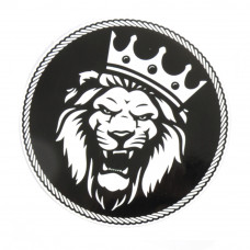 Наліпка "Лев" в короні чорно-біла кругла середня (12см) (1шт)