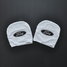 Чохол підголівників FORD білий-чорний логотип