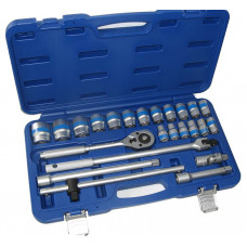 Набір головок 24од. 1/2" (10-32мм+подовжувач125/250+трещ24Т+2ворот+кард) "KING ROY" (024MDA) чемодан